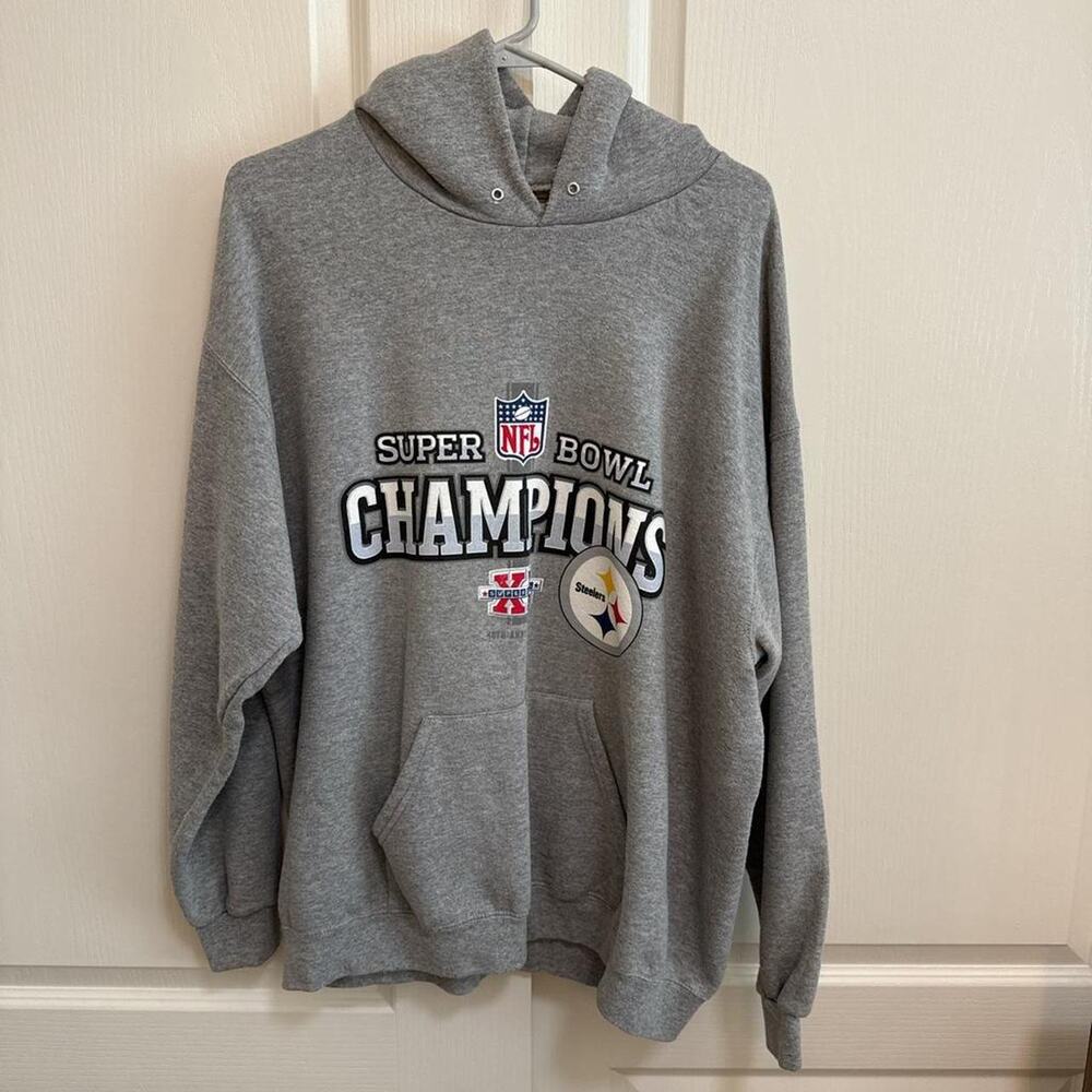 Grey NFL Super Bowl Hoodie Pittsburg Steelers